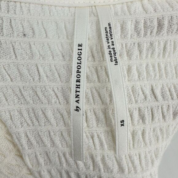 Anthropologie Smocked Bell-Sleeve Top Shirt Ivory Women’s Size Extra Small - Picture 7 of 12